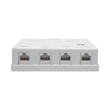 Tripp Lite Pre-Configured Unshielded Cat6 4-Port Surface-Mount Box, 110 IDC, RJ45, White — Being Shipped