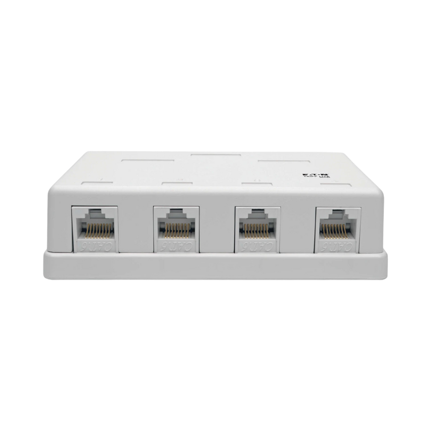 Tripp Lite Pre-Configured Unshielded Cat6 4-Port Surface-Mount Box, 110 IDC, RJ45, White — Being Shipped