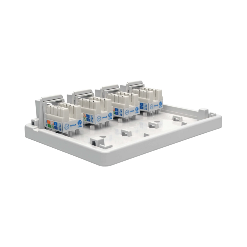 Tripp Lite Pre-Configured Unshielded Cat6 4-Port Surface-Mount Box, 110 IDC, RJ45, White — Being Shipped