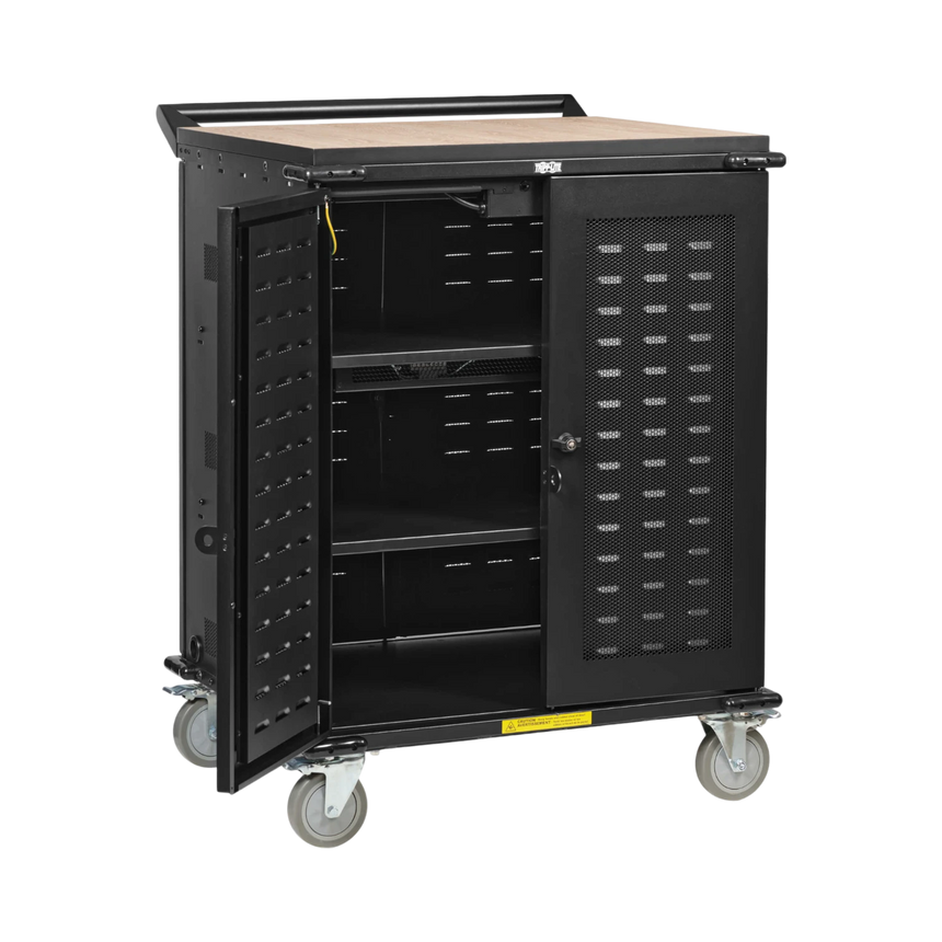 Tripp Lite Safe-IT UV Locking Storage Cart for Mobile Devices and AV Equipment, Wood-Grain Top — Being Shipped