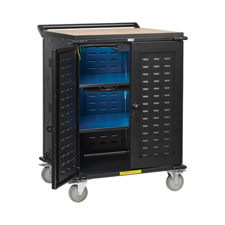 Tripp Lite Safe-IT UV Locking Storage Cart for Mobile Devices and AV Equipment, Wood-Grain Top — Being Shipped
