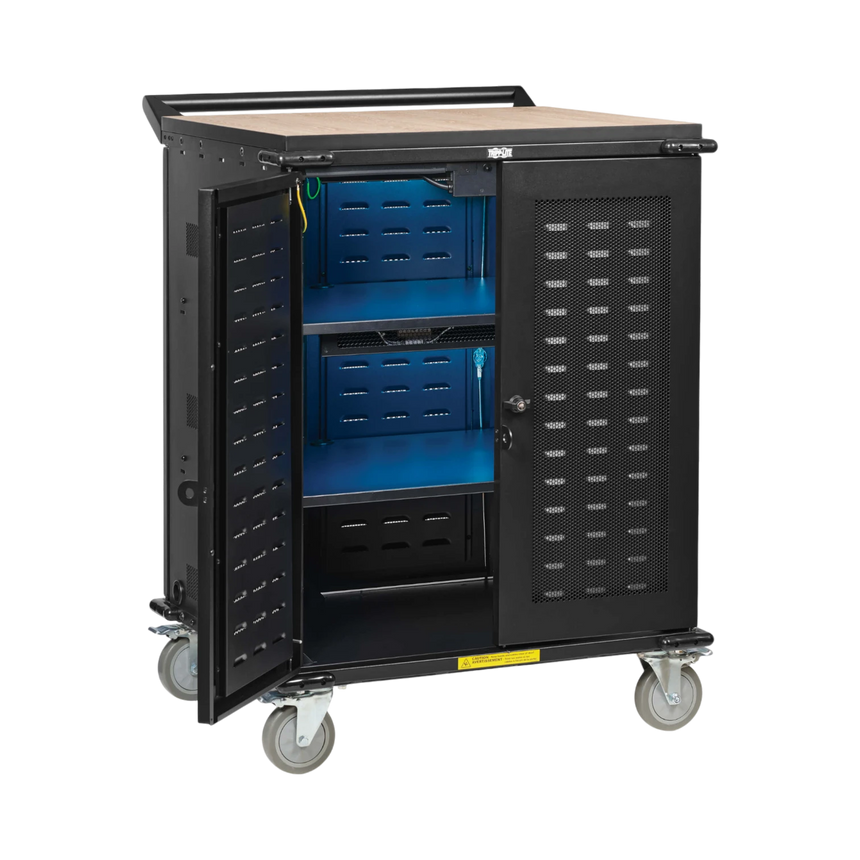 Tripp Lite Safe-IT UV Locking Storage Cart for Mobile Devices and AV Equipment, Wood-Grain Top — Being Shipped