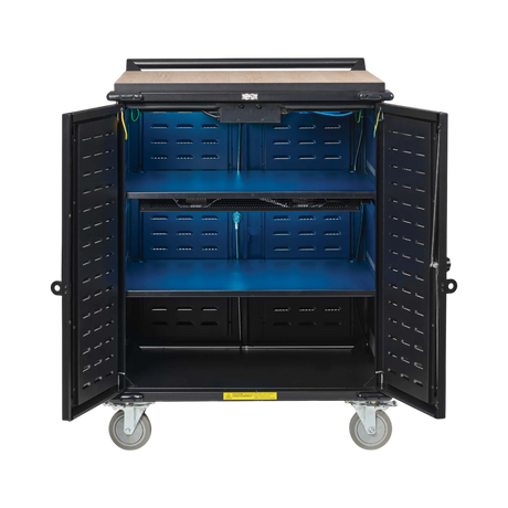 Tripp Lite Safe-IT UV Locking Storage Cart for Mobile Devices and AV Equipment, Wood-Grain Top — Being Shipped