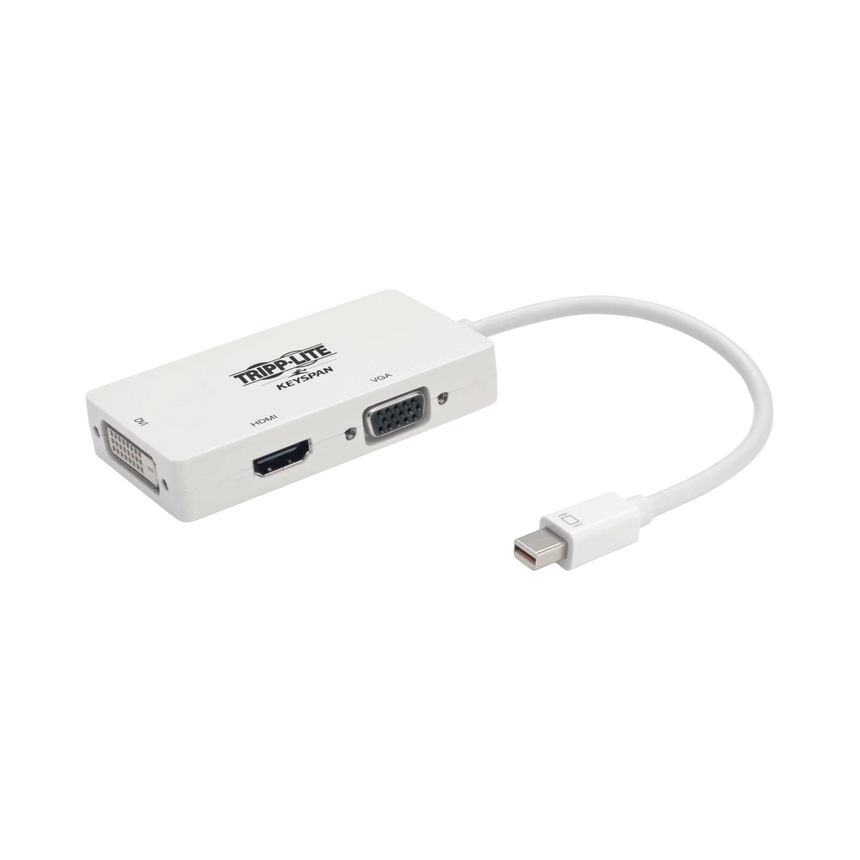 Tripp Lite Keyspan Mini DisplayPort to VGA/DVI/HDMI All-in-One Video Converter Adapter, White, 6-in. (15.24 cm) — Being Shipped