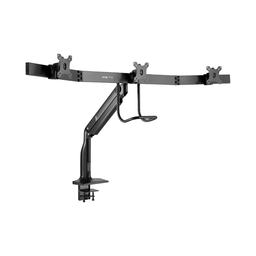 Tripp Lite Safe-IT Precision-Placement Triple-Display Desk Clamp/Grommet with premium gas spring arm and Antimicrobial Tape for 17" to 32" Displays — Being Shipped