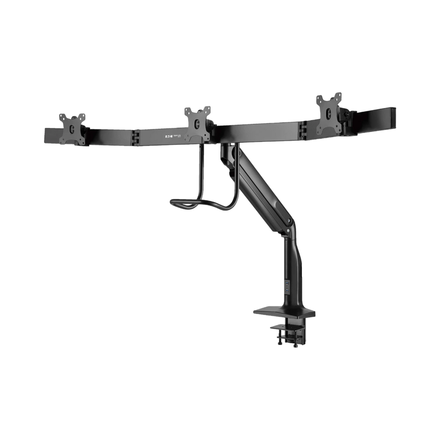 Tripp Lite Safe-IT Precision-Placement Triple-Display Desk Clamp/Grommet with premium gas spring arm and Antimicrobial Tape for 17" to 32" Displays — Being Shipped