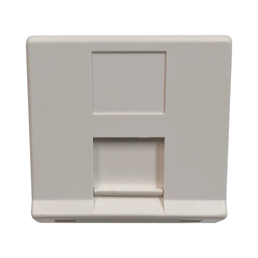 Tripp Lite 1-Port European-Style Insert, Unloaded Shuttered Angled Module, Icon Tab, White, TAA — Being Shipped