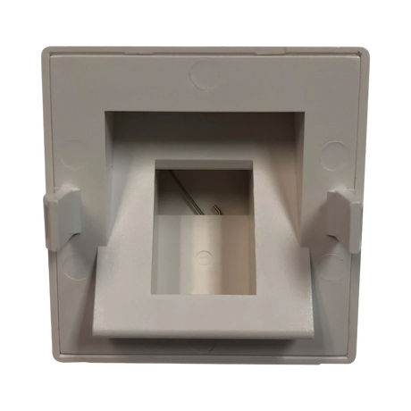 Tripp Lite 1-Port European-Style Insert, Unloaded Shuttered Angled Module, Icon Tab, White, TAA — Being Shipped