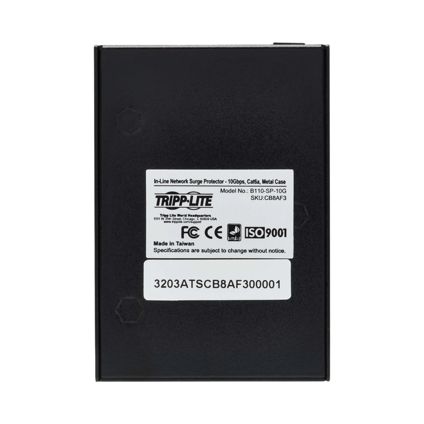 Tripp Lite In-Line Network Surge Protector, 10 Gbps, Cat6a/8, Metal Case, IEC Compliant, TAA — Being Shipped