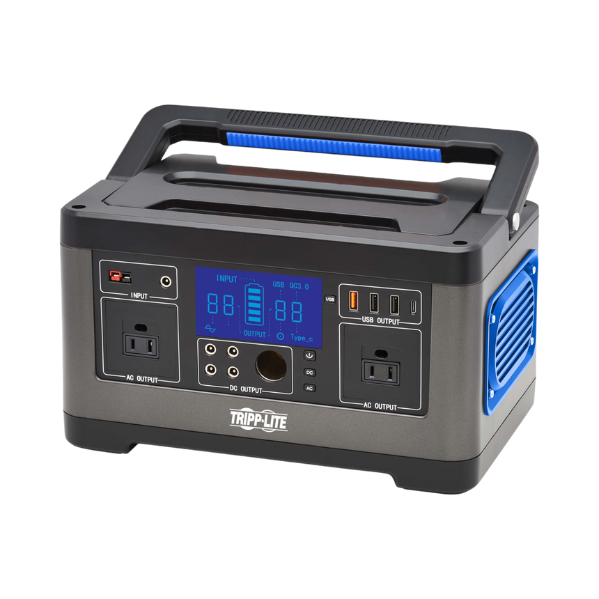 Tripp Lite Portable Power Station, 500W, Lithium-Ion (NMC), AC, DC, USB-A, USB-C, QC 3.0 — Being Shipped