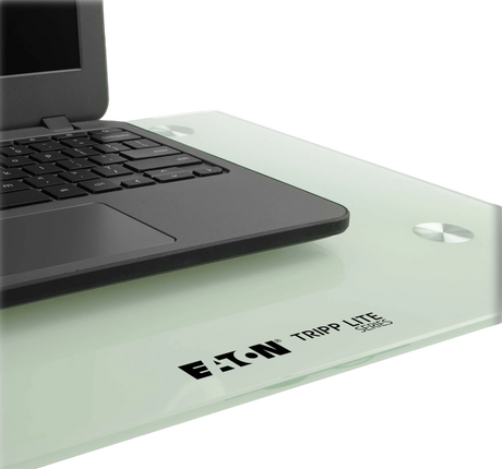 Tripp Lite Premier Rolling TV Cart for 37" to 70" Displays, Frosted Glass Base and Shelf, Locking Casters, White — Being Shipped