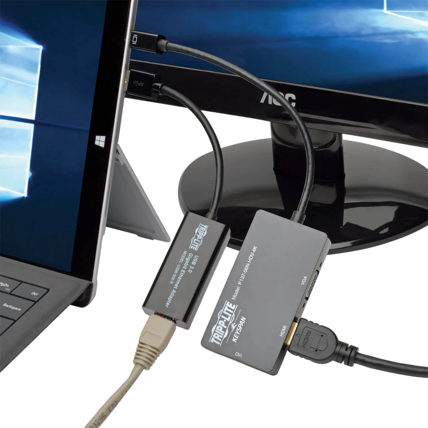 Tripp Lite 4K Video and Ethernet 2-in-1 Accessory Kit for Microsoft Surface and Surface Pro with RJ45, DVI, VGA and HDMI Ports — Being Shipped