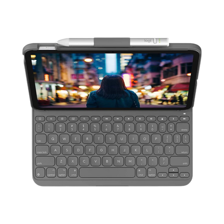 Logitech Slim Folio Protective Bluetooth Keyboard Case for 10.9" iPad 10th Gen (Oxford Gray) — Being Shipped