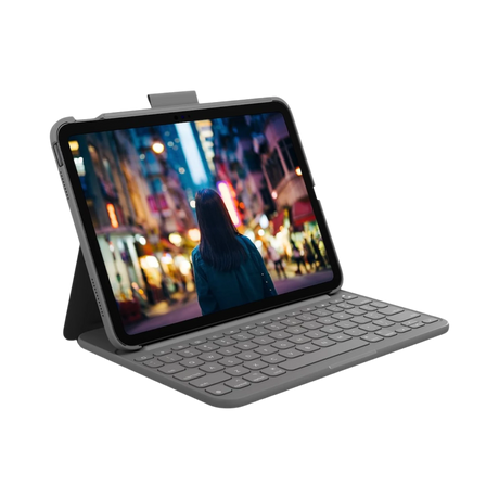 Logitech Slim Folio Protective Bluetooth Keyboard Case for 10.9" iPad 10th Gen (Oxford Gray) — Being Shipped