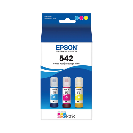 Epson T542 Multi-Color Ink Bottle Pack (Cyan, Magenta, Yellow) — Being Shipped