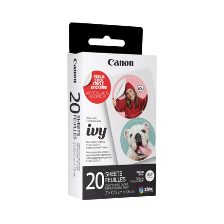 Canon ZINK Pre-Cut Circle Sticker Paper Pack (20 Sheets) — Being Shipped