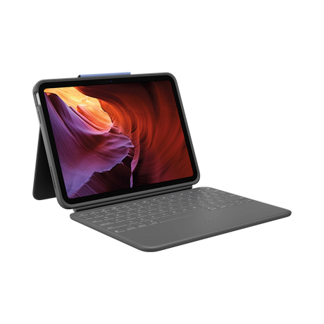 Logitech Rugged Folio Protective Keyboard Case for 10.9" iPad 10th Gen (Graphite) — Being Shipped