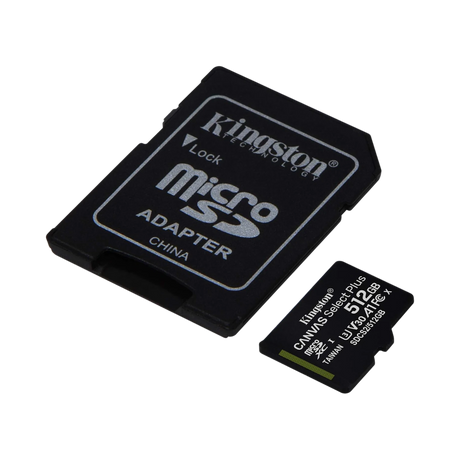 Kingston Canvas Select Plus 512GB UHS-I microSDXC Memory Card with SD Adapter — Being Shipped