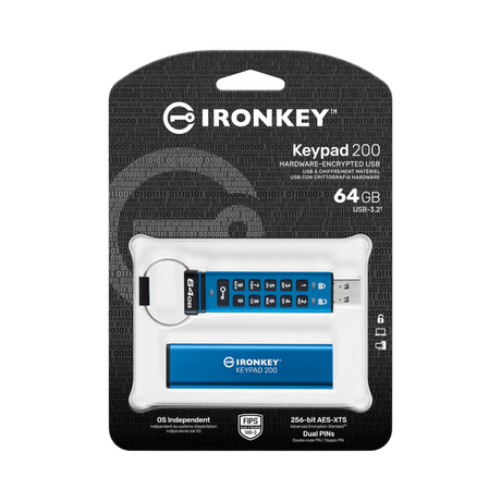 Kingston IronKey Keypad 200 USB-A 3.2 Gen 1 64GB Flash Drive — Being Shipped