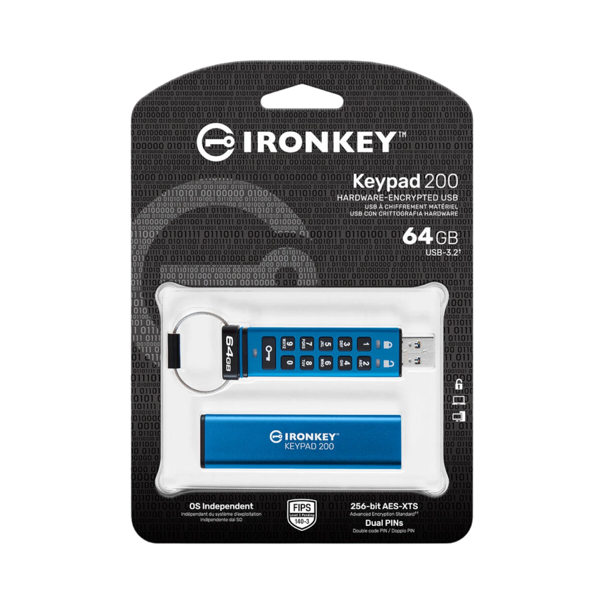 Kingston IronKey Keypad 200 USB-A 3.2 Gen 1 64GB Flash Drive — Being Shipped