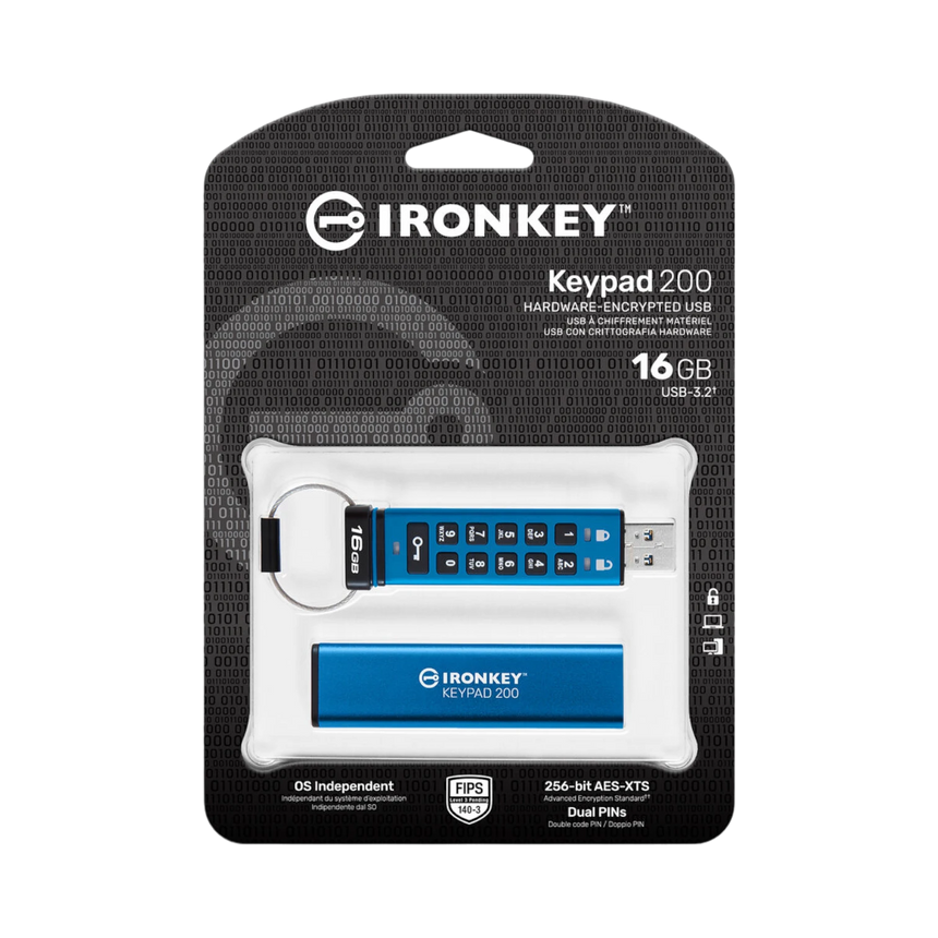 Kingston IronKey Keypad 200 USB-A 3.2 Gen 1 16GB Flash Drive — Being Shipped