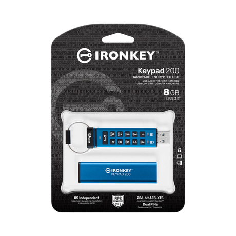 Kingston IronKey Keypad 200 USB-A 3.2 Gen 1 8GB Flash Drive — Being Shipped