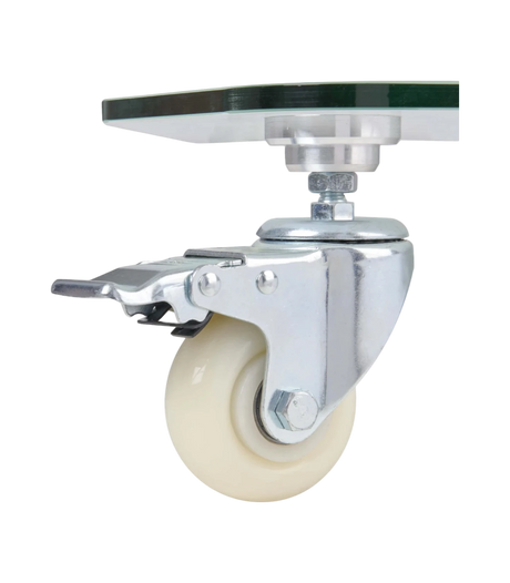 Tripp Lite Premier Rolling TV Cart for 37" to 70" Displays, Frosted Glass Base and Shelf, Locking Casters, White — Being Shipped