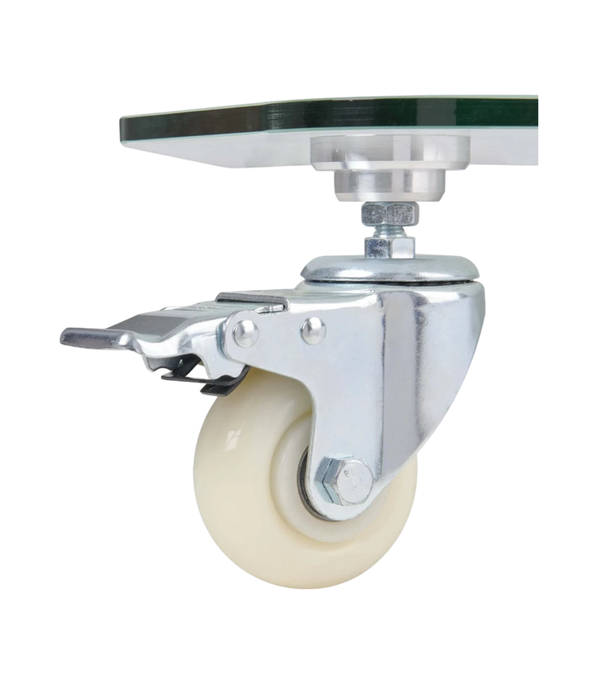 Tripp Lite Premier Rolling TV Cart for 37" to 70" Displays, Frosted Glass Base and Shelf, Locking Casters, White — Being Shipped