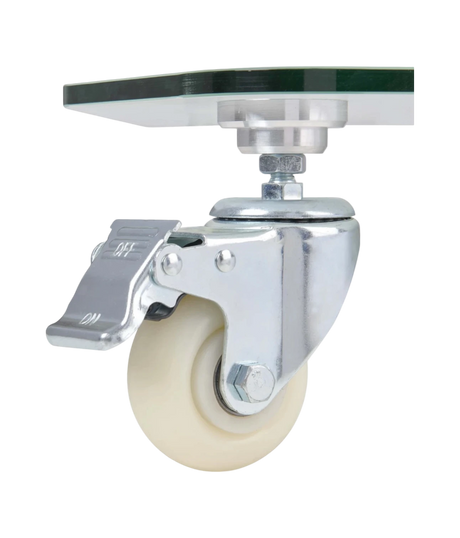 Tripp Lite Premier Rolling TV Cart for 37" to 70" Displays, Frosted Glass Base and Shelf, Locking Casters, White — Being Shipped