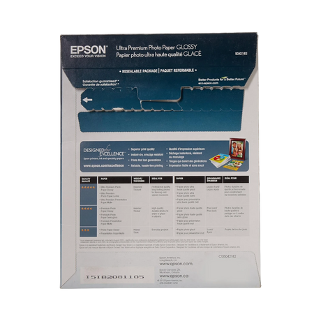 Epson Ultra Premium Photo Paper Glossy (8.5 x 11", 25 Sheets) — Being Shipped