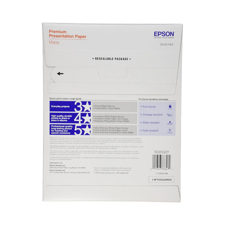 Epson Premium Presentation Paper Matte (8.5 x 11", 100 Sheets) — Being Shipped