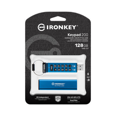 Kingston IronKey Keypad 200 USB-A 3.2 Gen 1 128GB Flash Drive — Being Shipped