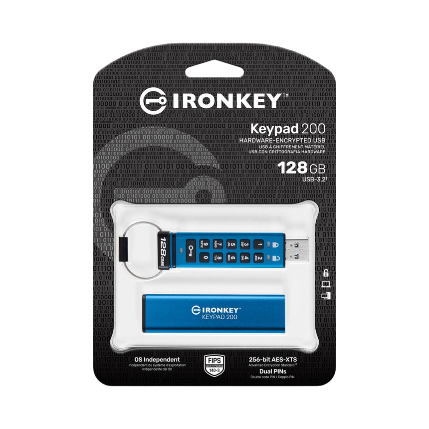 Kingston IronKey Keypad 200 USB-A 3.2 Gen 1 128GB Flash Drive — Being Shipped