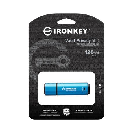 Kingston IronKey Vault Privacy 50 Series USB-C 128GB Flash Drive (Blue) — Being Shipped