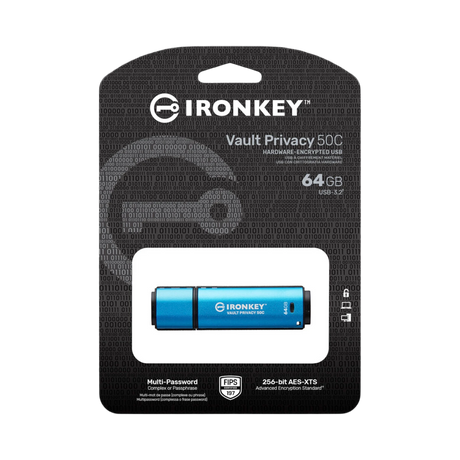 Kingston IronKey Vault Privacy 50 Series USB-C 64GB Flash Drive (Blue) — Being Shipped