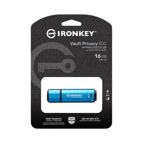 Kingston IronKey Vault Privacy 50 Series USB-C 16GB Flash Drive (Blue) — Being Shipped