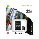 Kingston Canvas Select Plus 64GB UHS-I microSDXC Memory Card with SD Adapter — Being Shipped