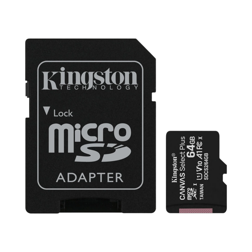 Kingston Canvas Select Plus 64GB UHS-I microSDXC Memory Card with SD Adapter — Being Shipped