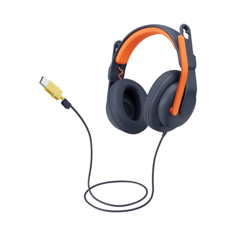 Logitech Zone Learn Wired Over-Ear Headset (Black & Orange) — Being Shipped