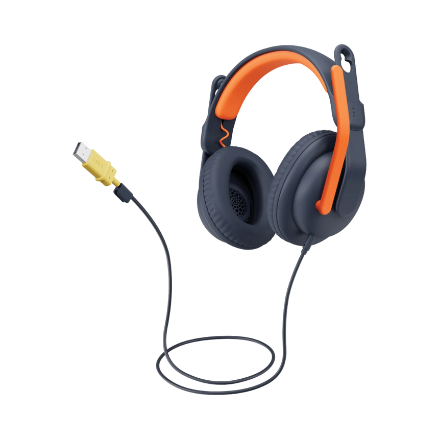 Logitech Zone Learn Wired Over-Ear Headset (Black & Orange) — Being Shipped