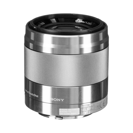 Sony E 50mm f/1.8 OSS APS-C Prime Lens with Optical Stabilization (Silver) — Being Shipped