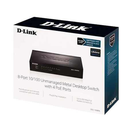 D-Link 8-Port Fast Ethernet PoE Unmanaged Desktop Switch — Being Shipped