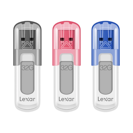 Lexar JumpDrive V100 USB 3.0 Flash 32GB Drive (3-Pack, Gray/Pink/Blue) — Being Shipped