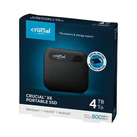 Crucial X6 SE 4TB USB-C/USB-A Portable SSD (Black) — Being Shipped