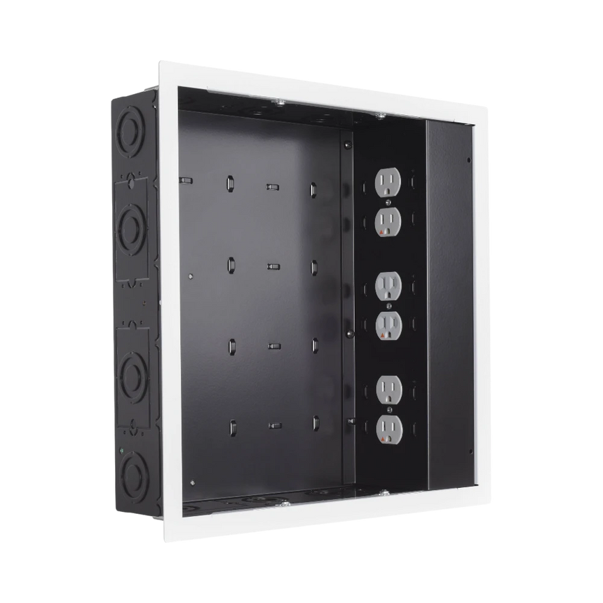 Chief PAC526 In-Wall Storage Box with 6-Receptacle Filter & Surge Protector (White) — Being Shipped