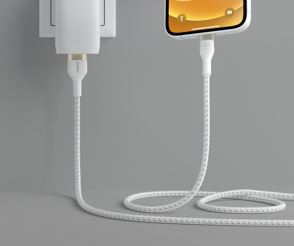Belkin BoostCharge Pro Flex Braided USB-A to Lightning Cable 3.3ft (White) — Being Shipped