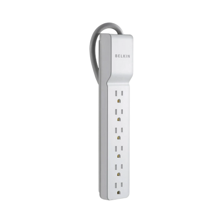 Belkin 6-Outlet Surge Protector with Rotating Plug 6ft Cord (White) — Being Shipped