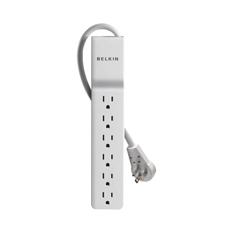 Belkin 6-Outlet Surge Protector with Rotating Plug 6ft Cord (White) — Being Shipped