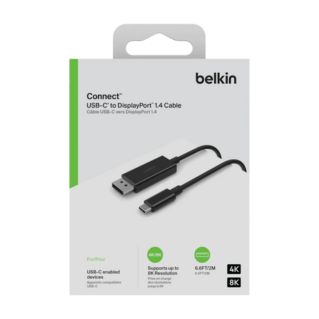 Belkin USB-C to DisplayPort 1.4 Cable 6.6ft (Black) — Being Shipped
