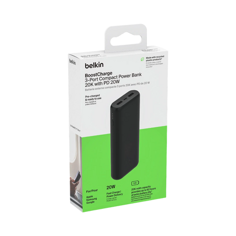 Belkin BoostCharge 3-Port 20,000mAh Power Bank with 20W PD — Being Shipped